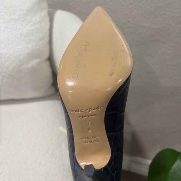 Kate Spade Blue Croc-Embossed Heels - Picture 7 of 8